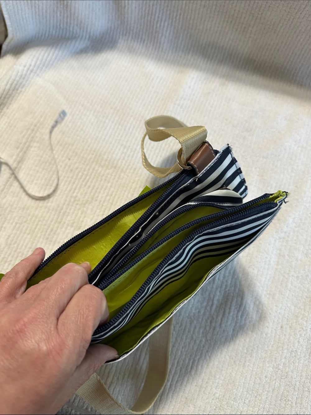 Lily Bloom Black & White Striped Crossbody with Lime Accents - Picture 5 of 6